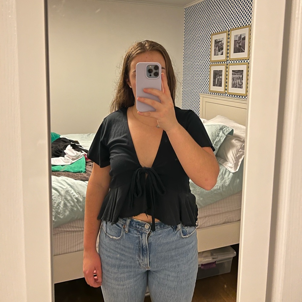 Free People Tie Front Top